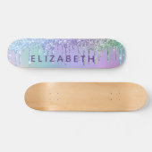 Schattigee Paarse Groene Blauwe Glitter Gepersonal Persoonlijk Skateboard (Horizontaal)