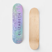 Schattigee Paarse Groene Blauwe Glitter Gepersonal Persoonlijk Skateboard (Voorkant)