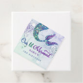 Schattigee Paarse groene moderne glitter zeemeermi Bedankjes Labels (In situ)