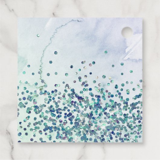 Schattigee Paarse groene moderne glitter zeemeermi Bedankjes Labels (Achterkant)