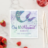 Schattigee Paarse groene moderne glitter zeemeermi Servet (Insitu)