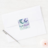 Schattigee Paarse groene moderne glitter zeemeermi Vierkante Sticker (Envelop)