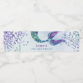 Schattigee Paarse groene moderne glitter zeemeermi Waterfles Etiket (Enkel label)