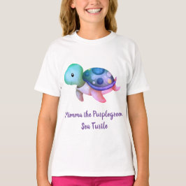 Schattigee Paarse & Groene Zee Schildpad Gevuld T-shirt
