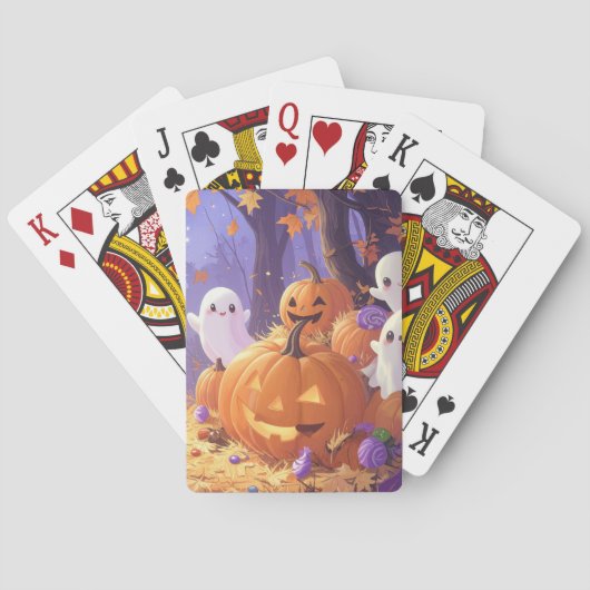 Schattigee Paarse Halloween Boo Pokerkaarten (Achterkant)