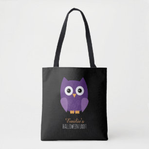 Schattigee Paarse Halloween Uil Kinder Tote Bag