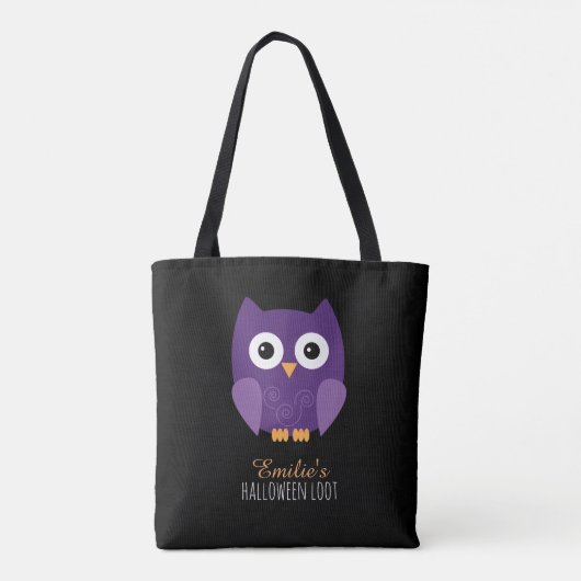 Schattigee Paarse Halloween Uil Kinder Tote Bag (Achterkant)