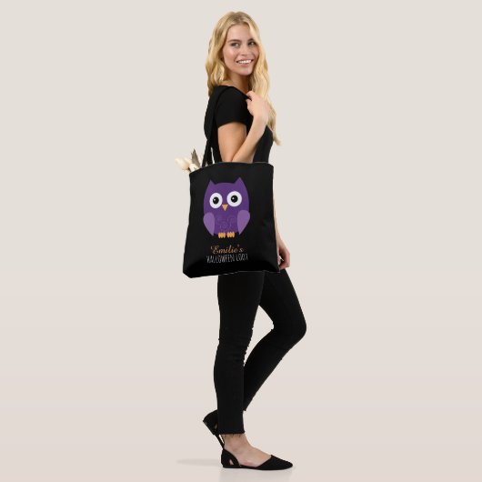 Schattigee Paarse Halloween Uil Kinder Tote Bag (Op model)