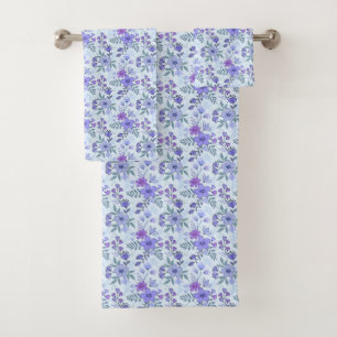 Schattigee Paarse Hand getrokken Bloemen Badhanddo Bad Handdoek