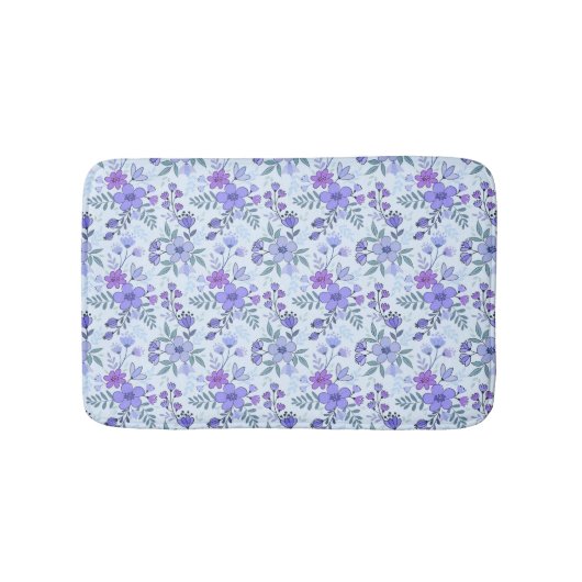 Schattigee Paarse Hand Getrokken Bloemen Badmat (Voorkant)