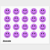 Schattigee Paarse Happy Face Verjaardag Ronde Sticker (Vel)