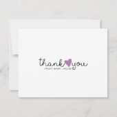 Schattigee Paarse hart Baby shower dank u Bedankkaart (Voorkant)