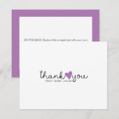Schattigee Paarse hart Baby shower dank u Bedankkaart (Voorkant / Achterkant)