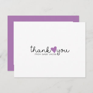 Schattigee Paarse hart Baby shower dank u Bedankkaart