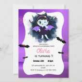 Schattigee Paarse heks Halloween Kaart (Voorkant)