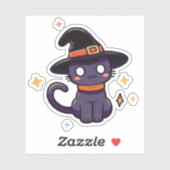 Schattigee Paarse Heksenkat - Kawaii Halloween Kit Sticker (Vel)