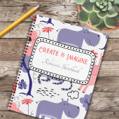 Schattigee Paarse Hippo Creëer & Imagine Doodle Pa Notitieboek
