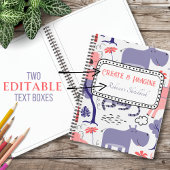 Schattigee Paarse Hippo Creëer & Imagine Doodle Pa Notitieboek