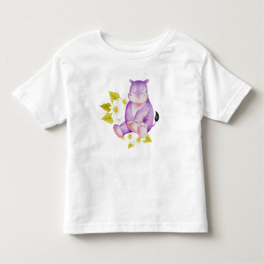 SCHATTIGEE PAARSE HIPPO MET WITTE MADELETTERS KINDER SHIRTS (Voorkant)
