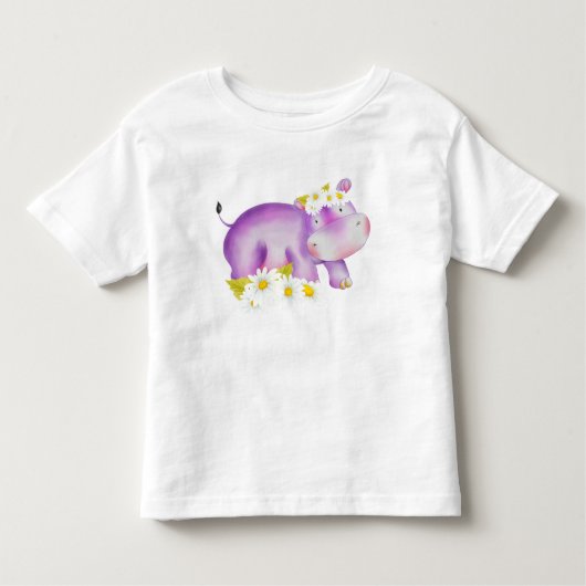 SCHATTIGEE PAARSE HIPPO MET WITTE MADELETTERS KINDER SHIRTS (Voorkant)