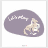 Schattigee paarse hond: "Laten we spelen!" Sticker (Vel)