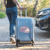 Schattigee paarse hond: "Laten we spelen!" Sticker (Koffer Insitu)