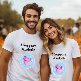 Schattigee Paarse Ik steun lichtkleur Axolotls T-shirt