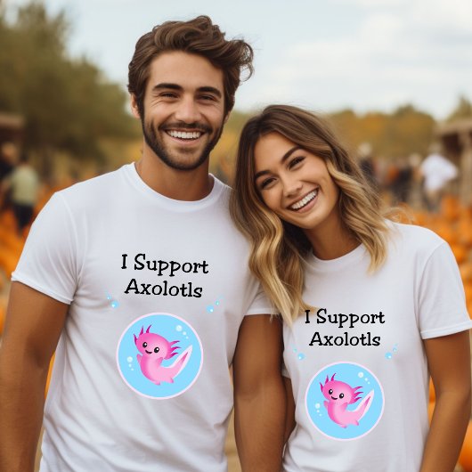 Schattigee Paarse Ik steun lichtkleur Axolotls T-shirt