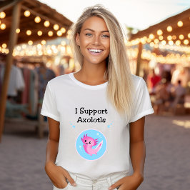 Schattigee Paarse Ik steun lichtkleur Axolotls T-shirt