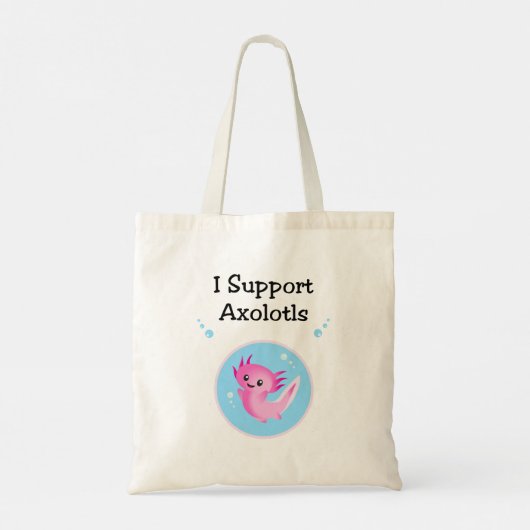 Schattigee Paarse Ik steun lichtkleur Axolotls Tote Bag (Achterkant)