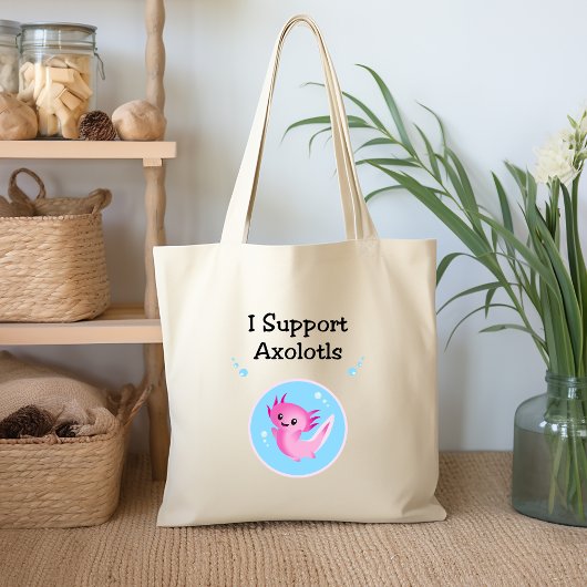 Schattigee Paarse Ik steun lichtkleur Axolotls Tote Bag