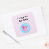 Schattigee Paarse Ik steun lichtkleur Axolotls Vierkante Sticker (Envelop)
