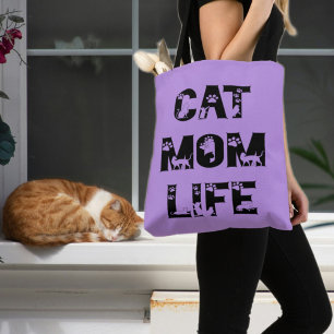 Schattigee Paarse kat mam leven modern chique Moed Tote Bag