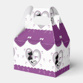 Schattigee Paarse kattenbruid & bruidegom huwelijk Bedankdoosjes (Achterkant)