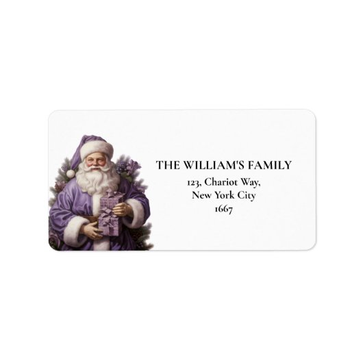 Schattigee Paarse Kerstman Retouradres Etiket (Voorkant)
