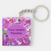 Schattigee Paarse kleine bloemetjes Sleutelhanger (Achterkant)