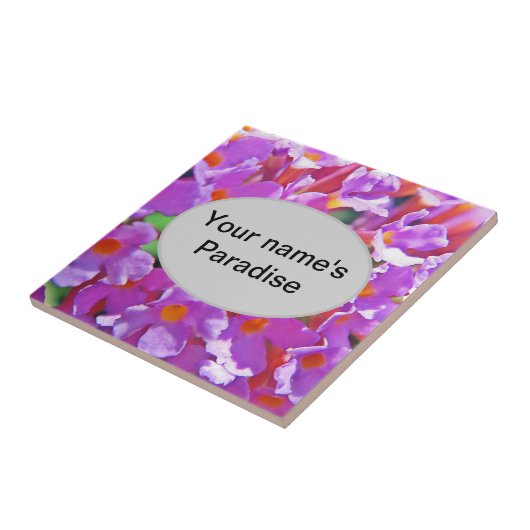 Schattigee Paarse kleine bloemetjes Tegeltje (Zijkant)