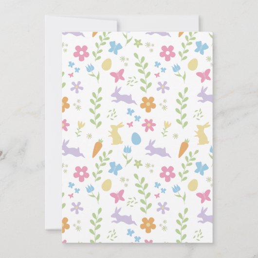 Schattigee Paarse Konijn Groene Bloemen Paaseierja Kaart (Achterkant)