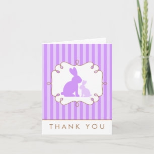 Schattigee Paarse konijnen Baby shower Dank u Bedankkaart