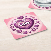 Schattigee Paarse Liefde Harten Onderzetter Set (Schuin)