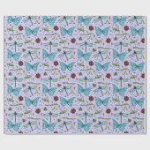 Schattigee Paarse Liefde Insecten voor Bug Lovers Cadeaupapier (Vlak)