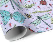 Schattigee Paarse Liefde Insecten voor Bug Lovers Cadeaupapier (Rol Hoek)