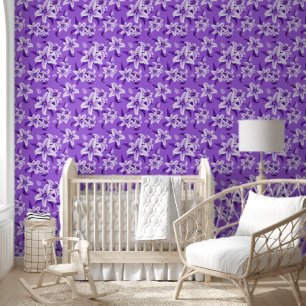 Schattigee Paarse Lily Flower Pattern Behang