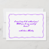 Schattigee Paarse lint Bow Maid of Honor Voorstel Kaart (Achterkant)