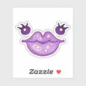 Schattigee Paarse lippen en ogen Sticker (Vel)