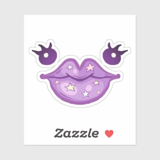 Schattigee Paarse lippen en ogen Sticker (Vel)