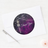 Schattigee paarse magenta monogram ornamenten ronde sticker (Envelop)