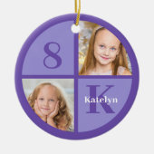 Schattigee Paarse Meisjes Foto Gepersonaliseerde K Keramisch Ornament (Voorkant)