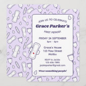 Schattigee Paarse meisjes menstruele pad eerste pe Kaart (Voorkant / Achterkant)