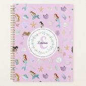 Schattigee Paarse Mermaids Monogram Meisjes Planner (Voorkant)